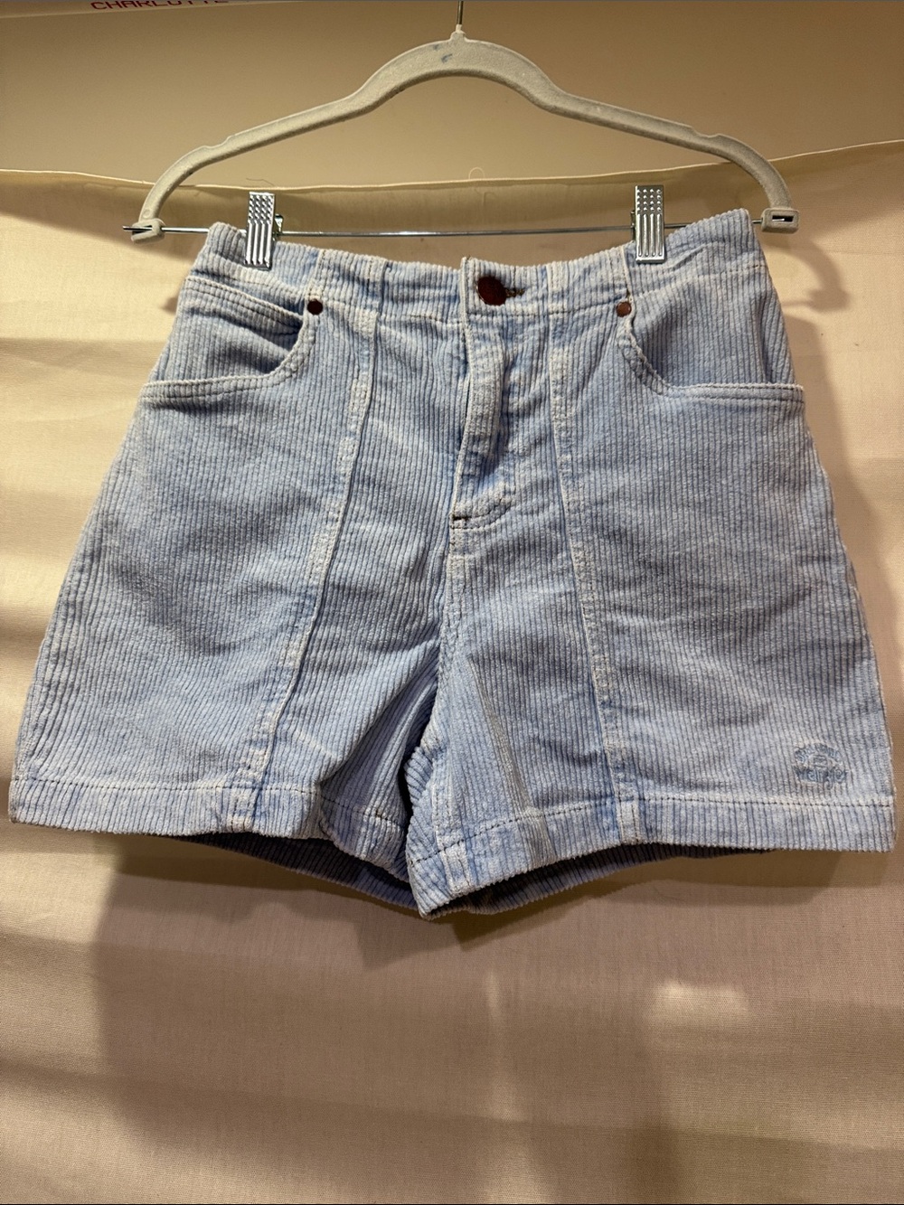 Billabong Wrangler Colab Light Blue High-Waist Corduroy Shorts Size 28